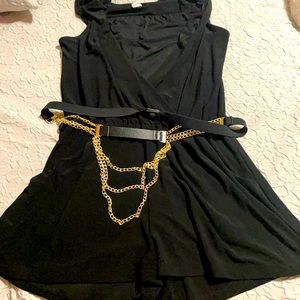 Perfect for a night out in the town. Shorts romper with gold chain belt